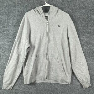 DC Shoes Hoodie Mens Extra Large Gray Full Zip‎ Sweatshirt Embroidered Skate BMX